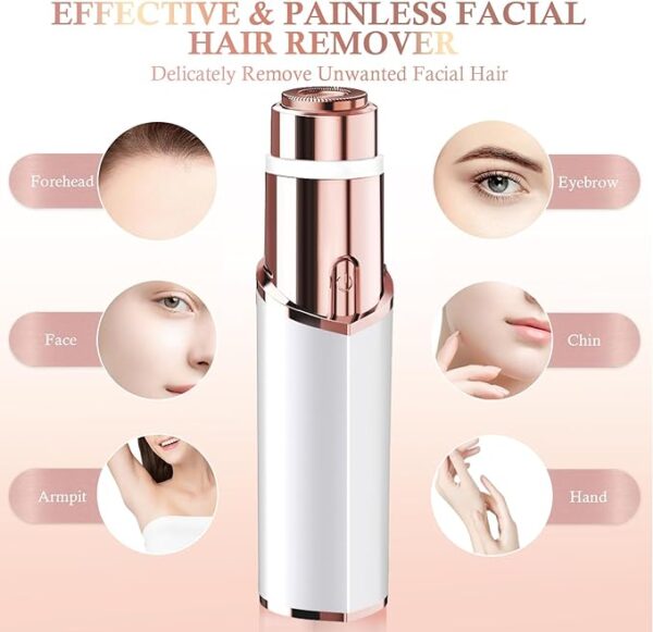 Facial Hair Remover for Women – USB Rechargeable Epilator with LED Light for Painless and Precise Hair Removal - Image 3