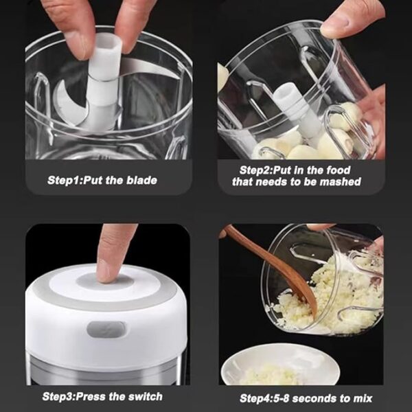 Rechargeable Mini Food Processor – One-Touch Vegetable Chopper, Precision Stainless Steel Blades, Portable & USB Rechargeable - Image 3