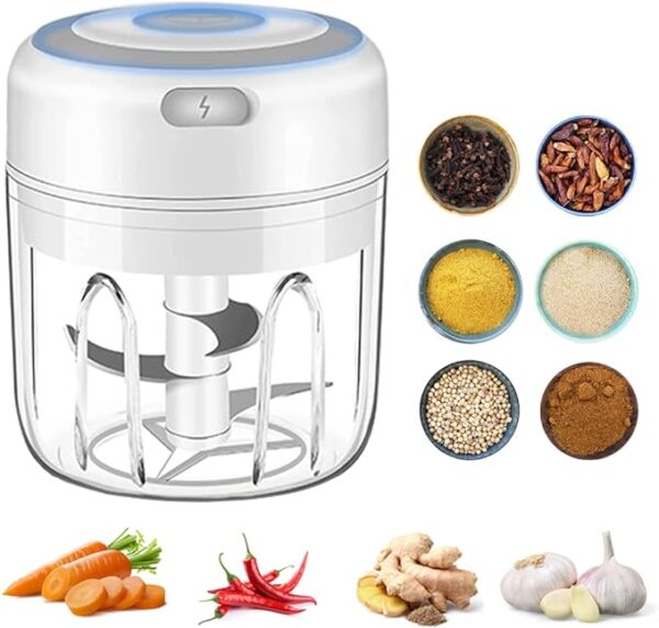 Rechargeable Mini Food Processor – One-Touch Vegetable Chopper, Precision Stainless Steel Blades, Portable & USB Rechargeable