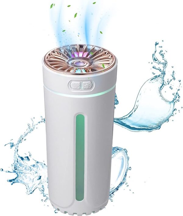 Air Humidifier with 7 Colors LED Night Light – USB Powered, 250ml Mini Ultrasonic Humidifier with Auto Shut-Off, Silent Operation & 2 Spray Modes for Car, Bedroom, Office