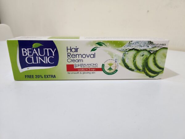 Beauty Clinic Hair Removal Cream (Cucumber, 120ml) – Pain-Free, Smooth Skin Formula for Intimate & Sensitive Areas, Soothing Cucumber & Jojoba Oil - Image 3