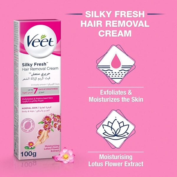 Veet Silky Fresh Hair Removal Cream for Body & Legs (Normal Skin) – Gently Scented with Lotus Flower Extract for Smooth, Odor-Free Skin – Available in the Philippines at BuyBayan.com - Image 3