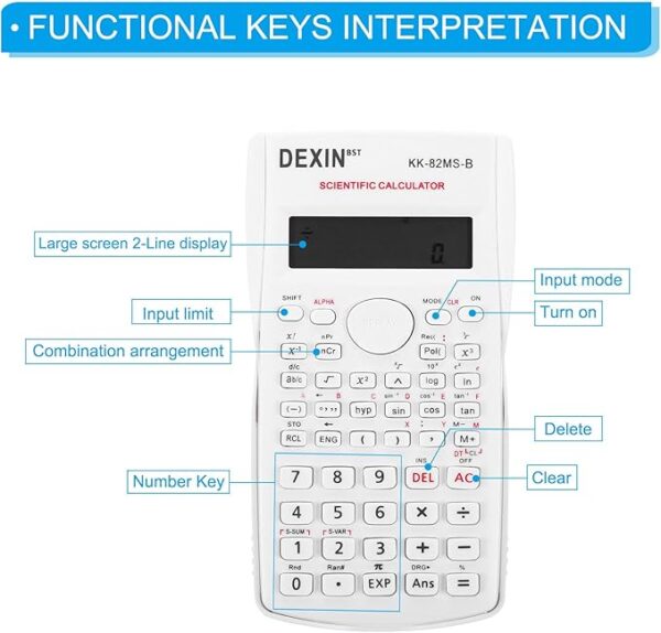 DEXIN KK-82MS-D Multi-function Scientific Calculator | 240 Functions, 12-Digit Display, Portable Design (Green/Pink) - Image 7