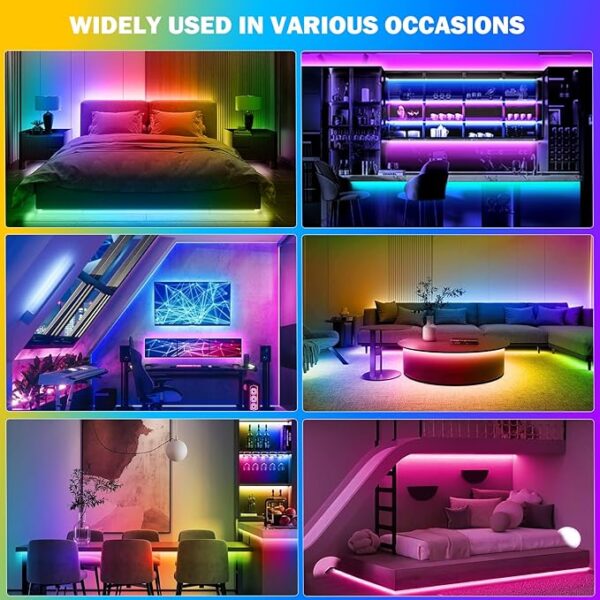 USB Powered Color Changing LED Strip Lights – Dimmable 5m Backlighting with 16 Colors, 4 Dynamic Modes & 24-Key IR Remote for HDTVs & Monitors - Image 4