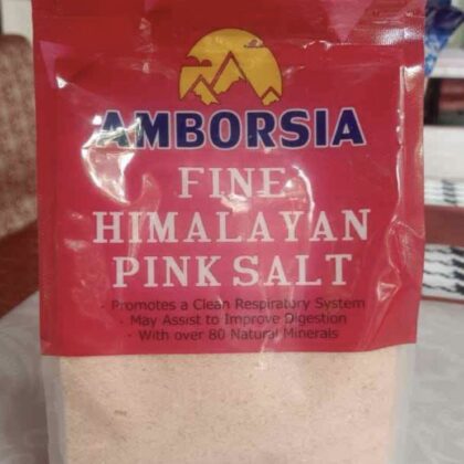 Himalayan Pink Fine Cooking Salt in a glass bowl